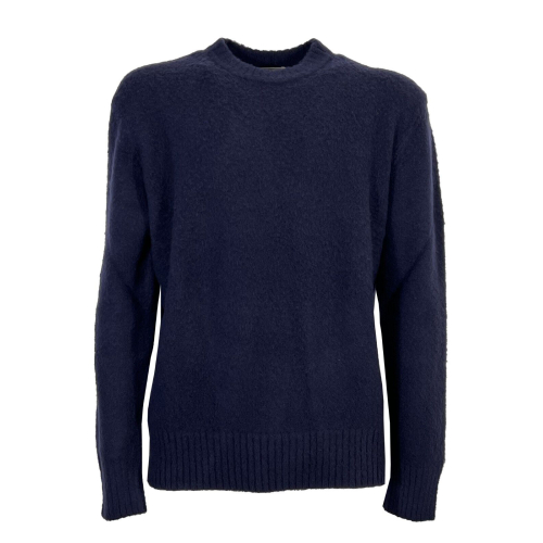 PIACENZA CASHMERE men's crewneck sweater plain blue soft effect 10475 100% wool MADE IN ITALY