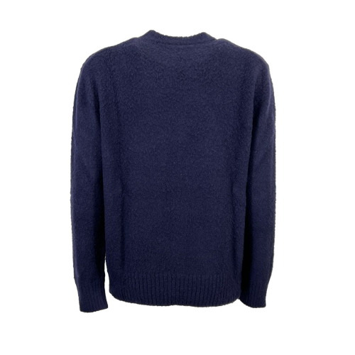 PIACENZA CASHMERE maglia uomo girocollo unito blu effetto morbido 10475 100% lana MADE IN ITALY