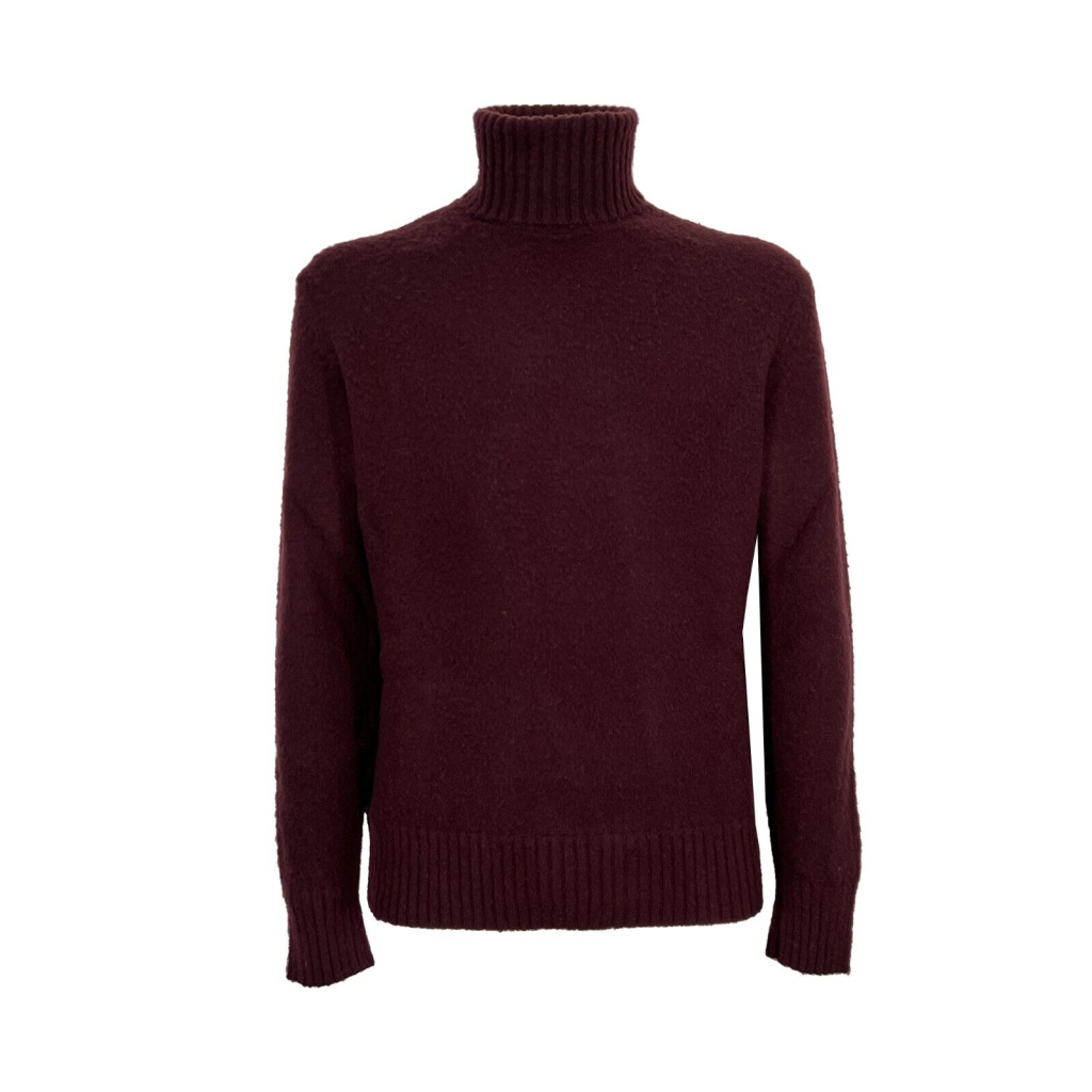 PIACENZA CASHMERE men's burgundy high neck sweater soft effect 10473 100% wool MADE IN ITALY