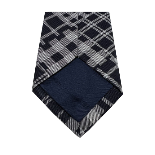 DRAKE'S LONDON blue lined man tie with patchwork pattern squares 100% silk MADE IN ENGLAND