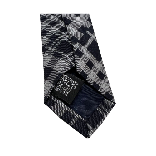 DRAKE'S LONDON blue lined man tie with patchwork pattern squares 100% silk MADE IN ENGLAND