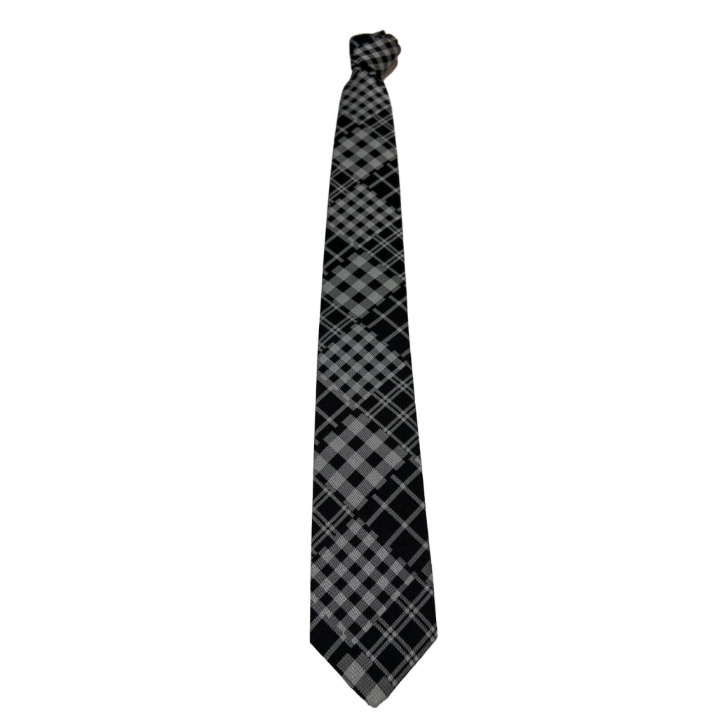 DRAKE’S LONDON cravatta uomo foderata nero fantasia patchwork quadri 100% seta MADE IN ENGLAND
