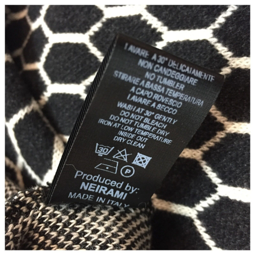 NEIRAMI maxi scarf woman warm cotton jacquard fantasy black / white AC09JA-N / W2 MADE IN ITALY