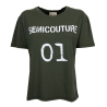SEMICOUTURE t-shirt donna mezza manica militare con rotture CNTJ01 BETTINA 100% cotone