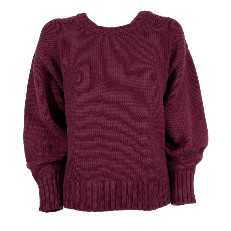 SEMICOUTURE woman round neck heavy burgundy round neck sweater Y2WE01 PENNY MADE IN ITALY