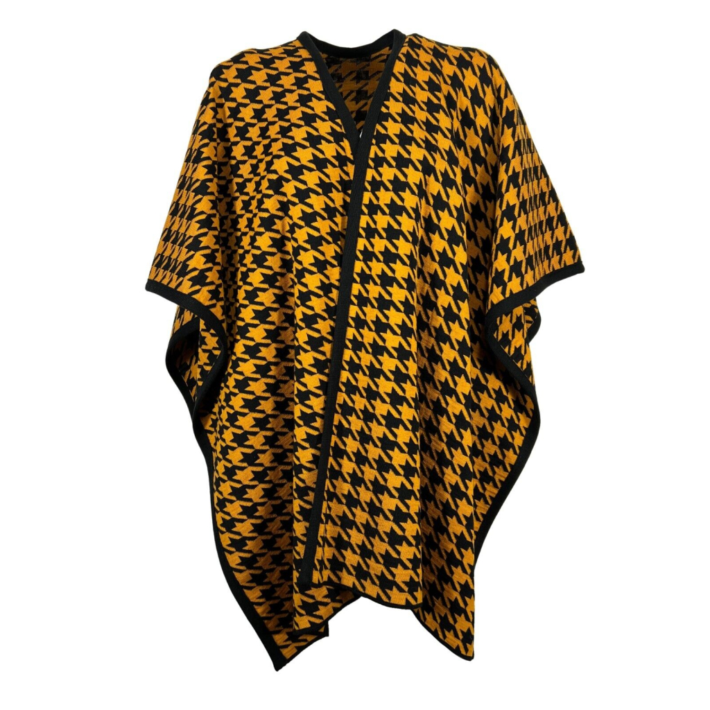 CABIRIA women's cape with pied de poule pattern 50% merino wool 50% dralon MADE IN ITALY