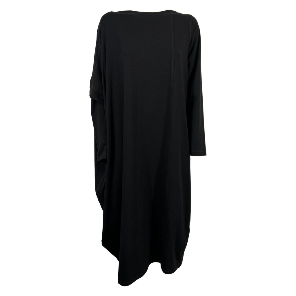 TADASHI woman long black jersey asymmetric dress TAI231043 MADE IN ITALY