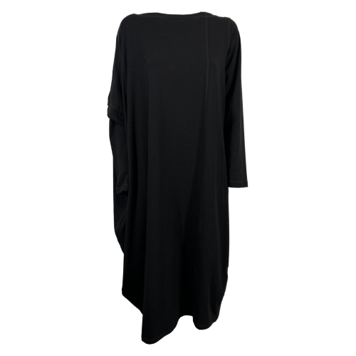 TADASHI abito donna lungo jersey nero asimmetrico TAI231043  MADE IN ITALY