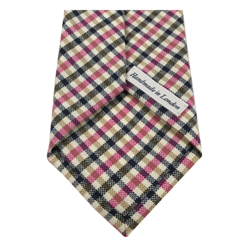 DRAKE'S LONDON men's lined multicolor checked tie cm 147x8 100% wool MADE IN ENGLAND