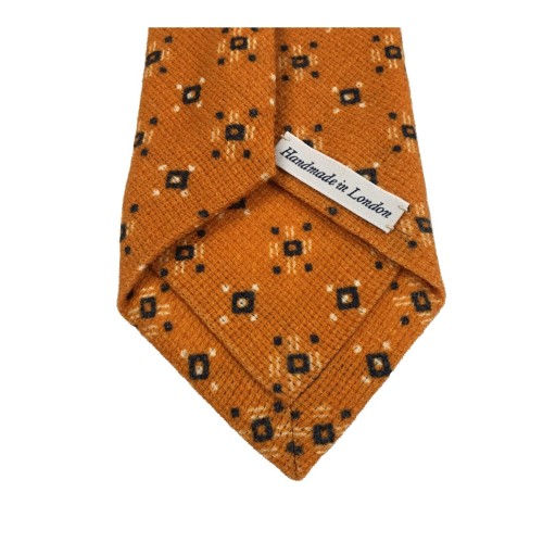 DRAKE'S LONDON ocher/black wool lined man tie cm 147x8 100% wool MADE IN ENGLAND