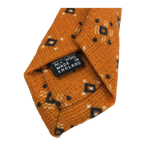 DRAKE'S LONDON ocher/black wool lined man tie cm 147x8 100% wool MADE IN ENGLAND