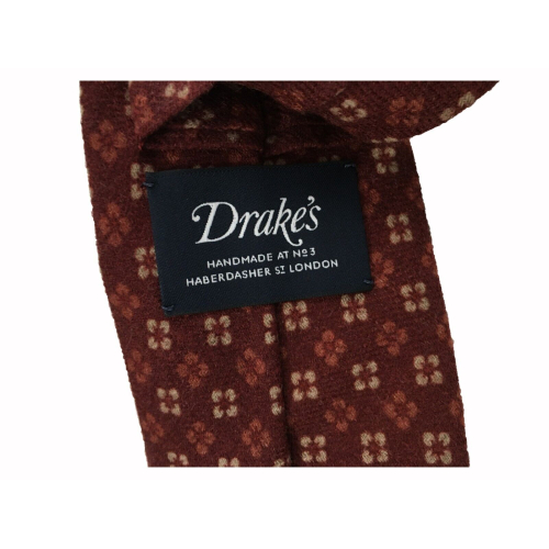 DRAKE'S LONDON men's patterned lined tie cm 147x8 100% wool MADE IN ENGLAND