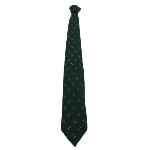 DRAKE'S LONDON dark green/ecru patterned lined men's tie 147x8 cm 100% wool MADE IN ENGLAND