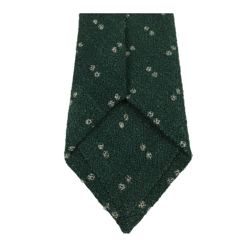 DRAKE'S LONDON dark green/ecru patterned lined men's tie 147x8 cm 100% wool MADE IN ENGLAND