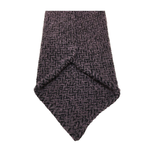 DRAKE'S LONDON unlined men's tie with wisteria/black herringbone pattern 147x8 cm 100% wool MADE IN ENGLAND