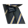 DRAKE'S LONDON unlined men's tie grey/beige/bluette stripes 147x8 cm MADE IN ENGLAND