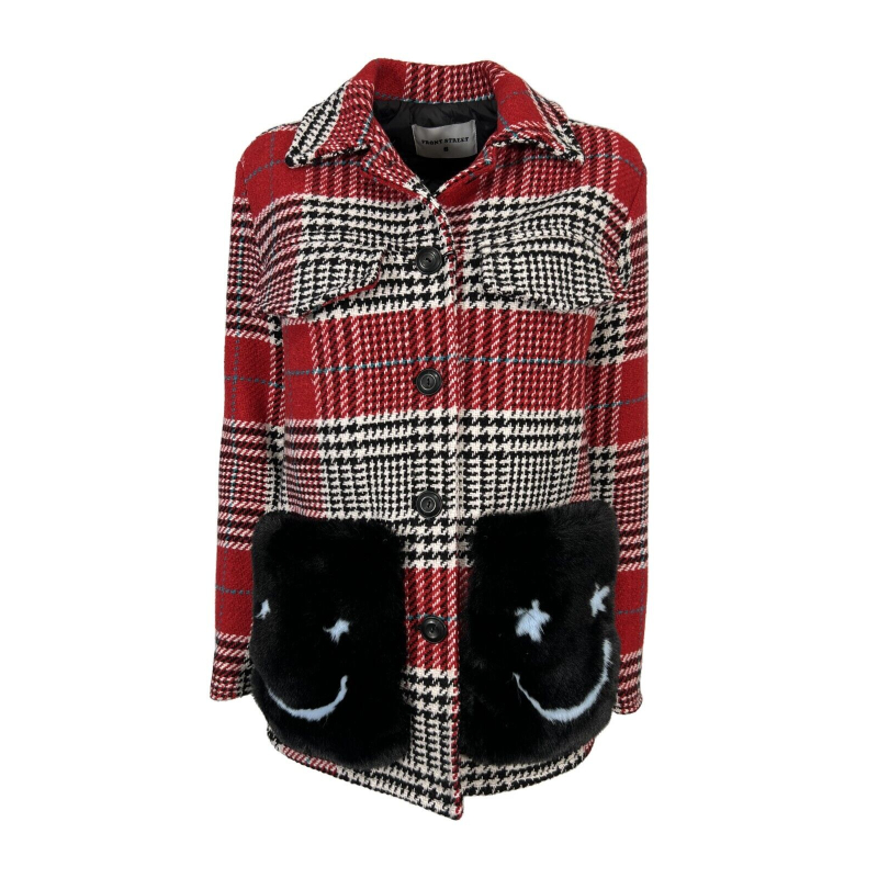FRONT STREET 8 giaccone donna check rosso/nero FW104 MADE IN ITALY