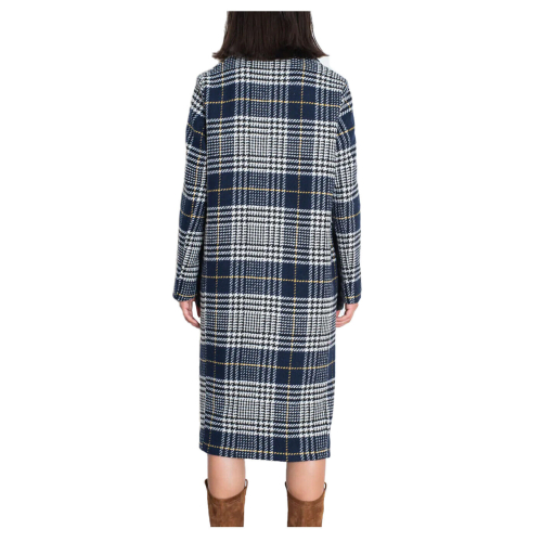 FRONT STREET 8 blue/yellow check woman coat lined FW113 MADE IN ITALY