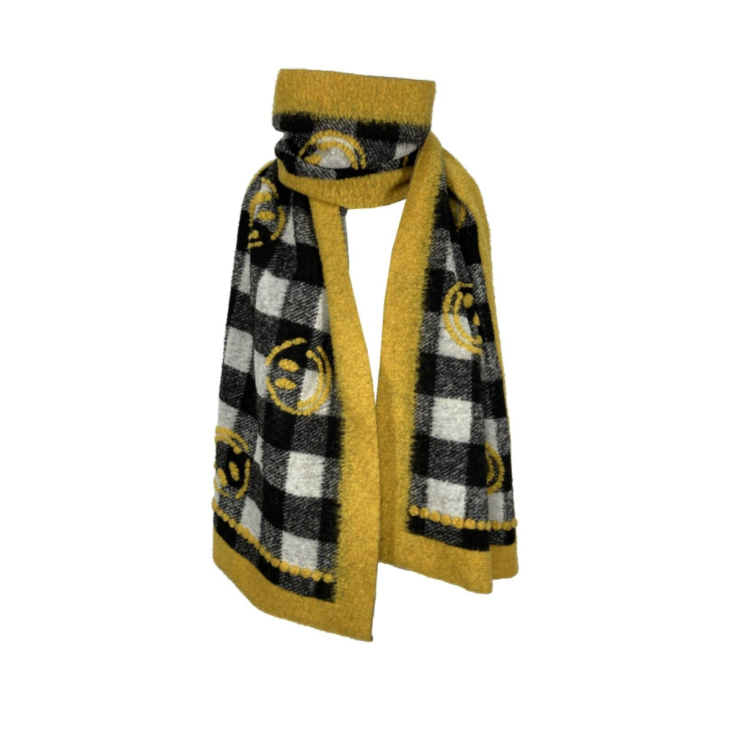 MATI scarf made on a black/white check frame art TANGANYIKA 78% polyester 22% wool MADE IN ITALY