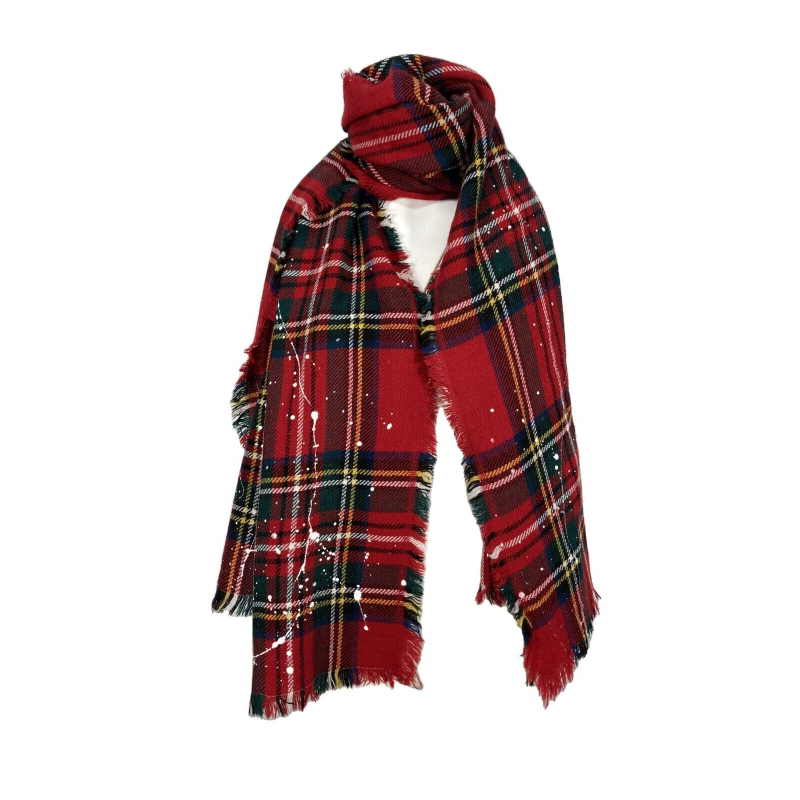 MATI scarf large checked red tartan art CHANKA 80% acrylic 10% wool 5% viscose 5% alpaca MADE IN ITALY