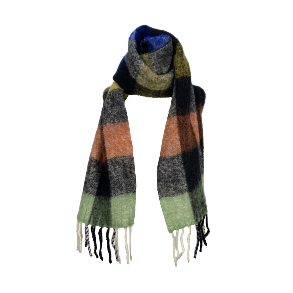 MATI multicolor heavy square scarf with fringes art VOSTOK 90% wool 10% polyamide MADE IN ITALY