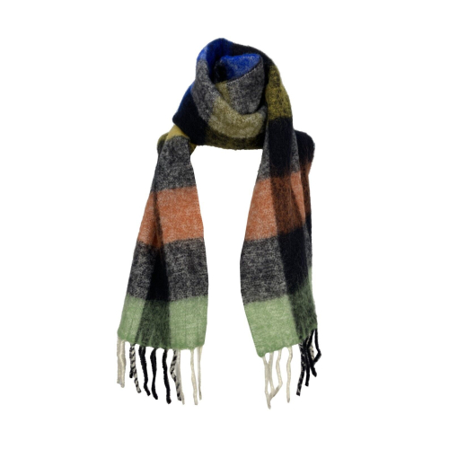MATI multicolor heavy square scarf with fringes art VOSTOK 90% wool 10% polyamide MADE IN ITALY