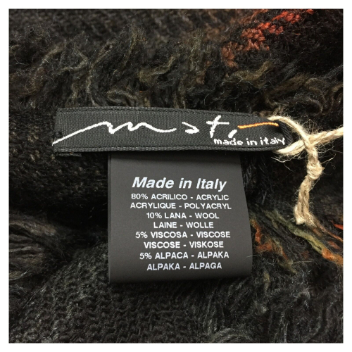 MATI houndstooth scarf black/orange/green/shaded beige art ONTARIO MADE IN ITALY