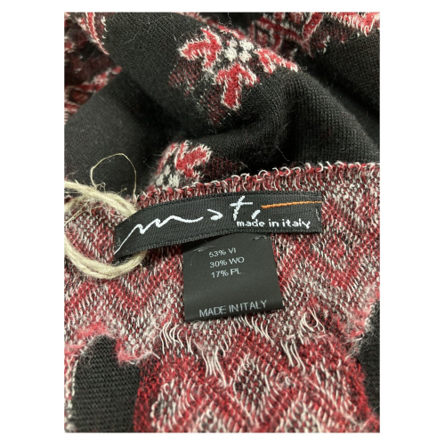 MATI black scarf with red cashmere pattern art ONEGA MADE IN ITALY