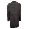 FABIO BALDAN men's brown/blue foot de poule double-breasted coat 221202NA2085 MADE IN ITALY