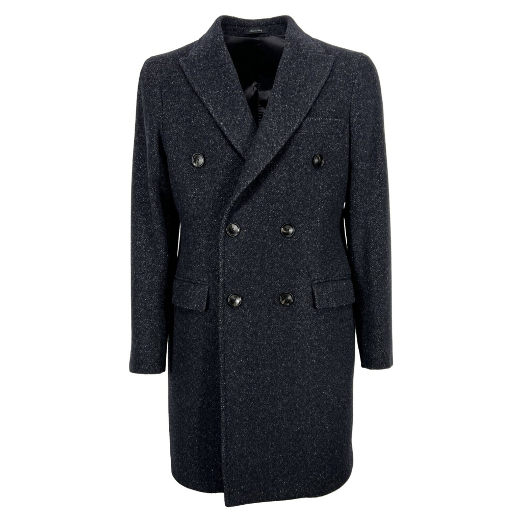 FABIO BALDAN men's blue melange coat 221202NA2030 MADE IN ITALY