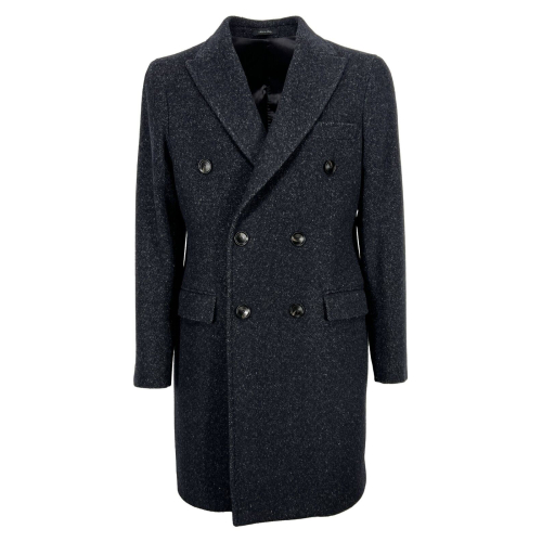 FABIO BALDAN men's blue melange coat 221202NA2030 MADE IN ITALY