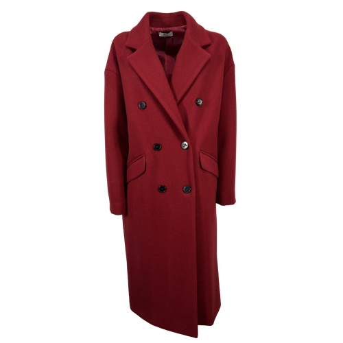 OPTIONS bordeaux double-breasted overcoat art 700 100% polyester MADE IN ITALY
