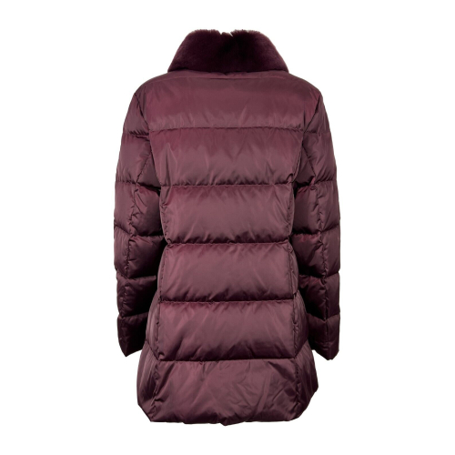 PERSONA by Marina Rinaldi semi-fitted bordeaux satin down jacket for women 23.1484082 PERON