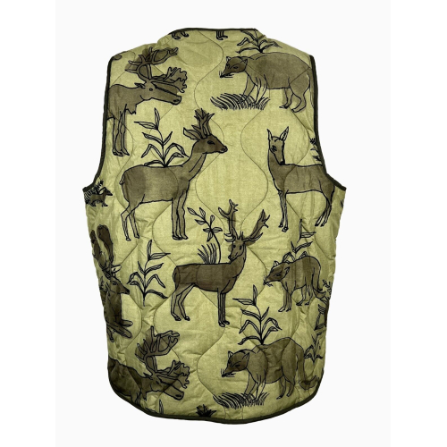 MADSON by BottegaChilometriZero double-face quilted vest with deer print military green/uniform DU22726 MADE IN ITALY