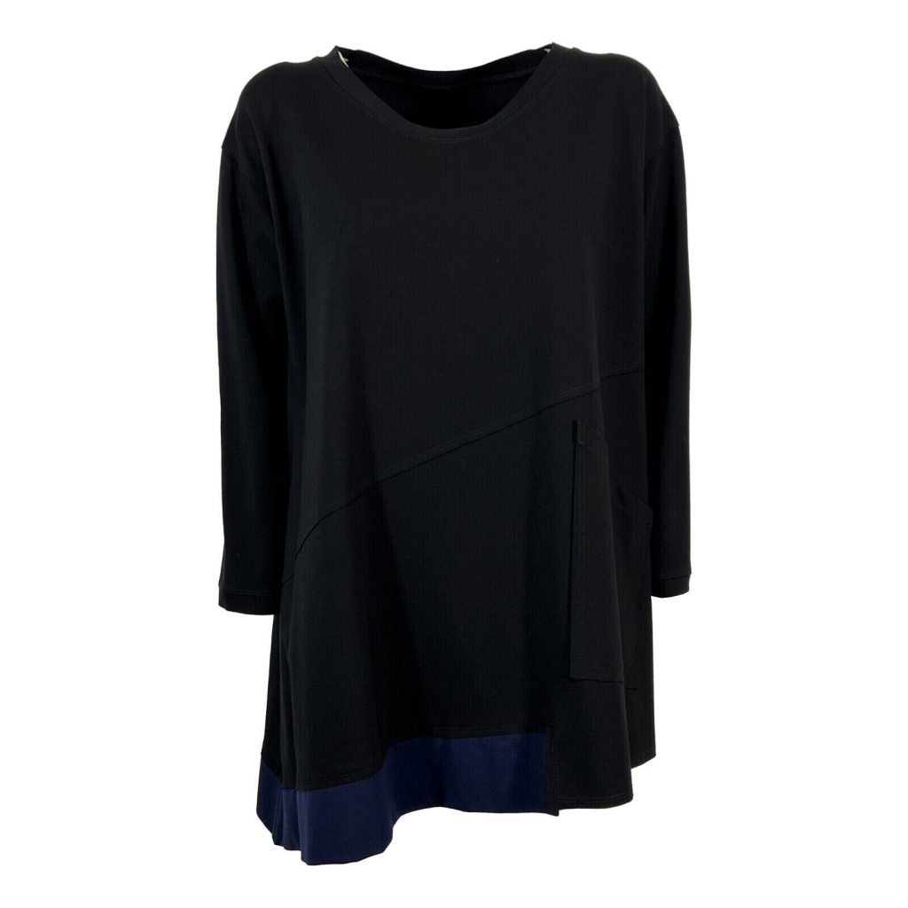 TADASHI women's two-tone black/blue over flared blouse TAI234079 MADE IN ITALY