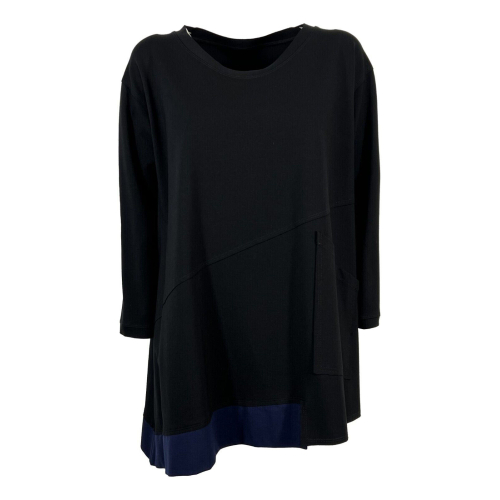 TADASHI women's two-tone black/blue over flared blouse TAI234079 MADE IN ITALY