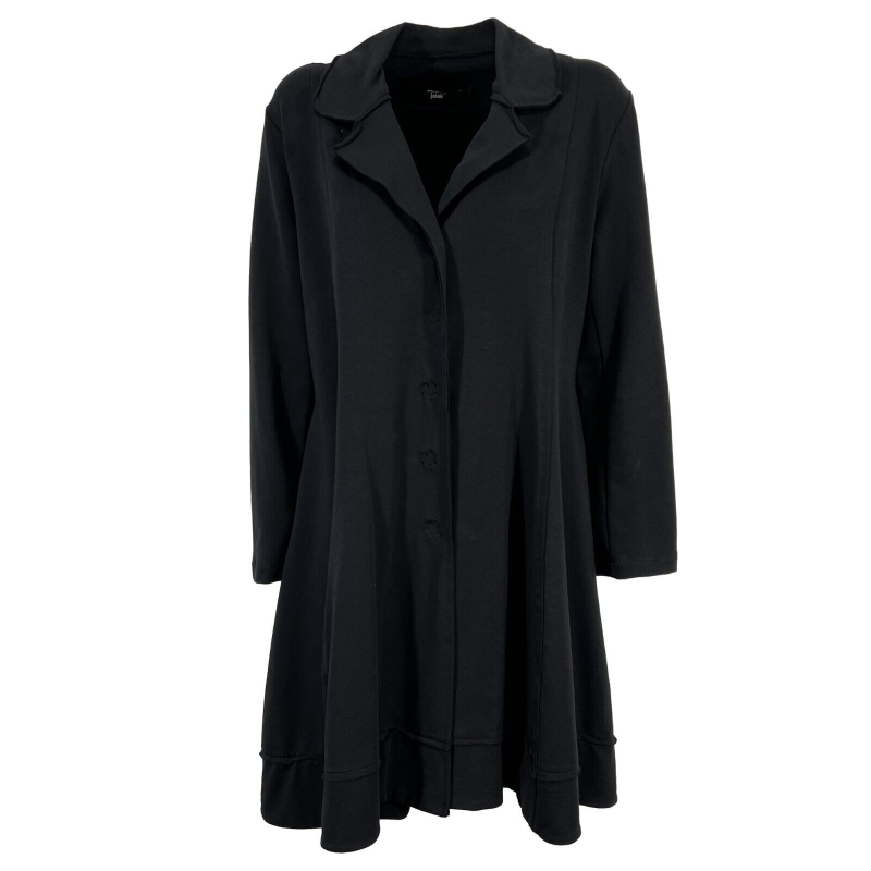 TADASHI women's long black jacket brushed flared fleece TAI236040 MADE IN ITALY