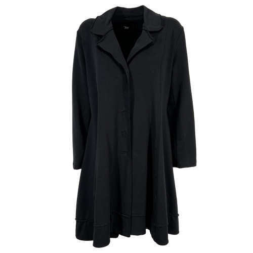 TADASHI women's long black jacket brushed flared fleece TAI236040 MADE IN ITALY