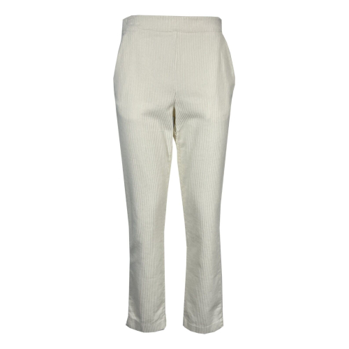 LA FEE MARABOUTEE ecru velvet woman trousers FB-PA-CHRONO-V 97% cotton 3% elastane