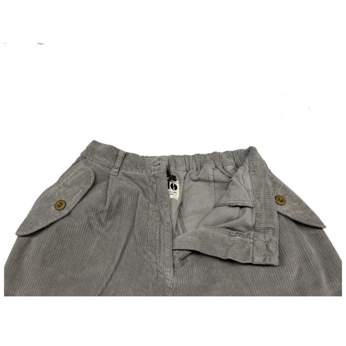 4.10 by BottegaChilometriZero pantalone donna velluto coste grigio DD2670 BALOON OPICINA