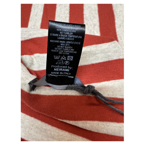 NEIRAMI maxi scarf for woman Beige/Orange stripes art AC09RD- N/W2 MADE IN ITALY