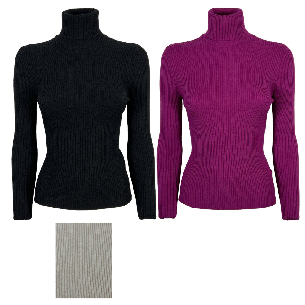 LA FEE MARABOUTEE women's ribbed turtleneck sweater FB-PU-COCOT MADE IN ITALY