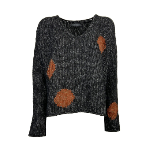 NEIRAMI woman sweater with contrasting polka dot inlay K218RI KNIT MADE IN ITALY