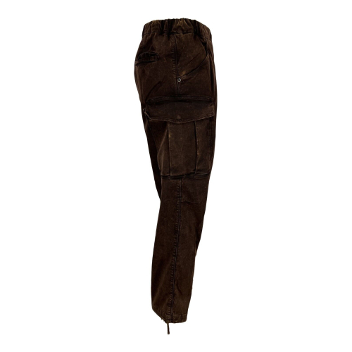 WHITE SAND comfortable dark brown men's trousers treated used WSU69 05-DT 97% cotton 3% elastane MADE IN ITALY