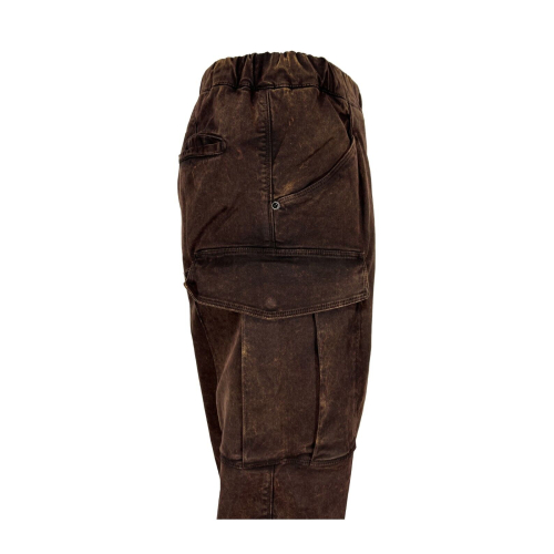 WHITE SAND comfortable dark brown men's trousers treated used WSU69 05-DT 97% cotton 3% elastane MADE IN ITALY