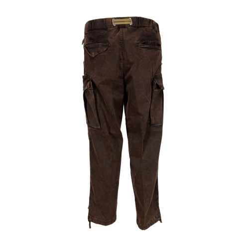 WHITE SAND comfortable dark brown men's trousers treated used WSU69 05-DT 97% cotton 3% elastane MADE IN ITALY