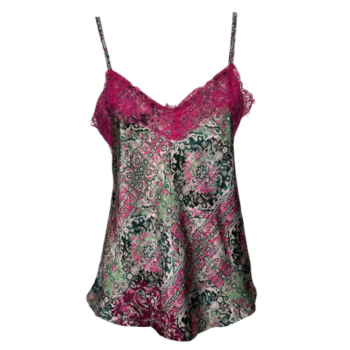 IL THE DELLE 5 women's patterned top TAPESTRY fuchsia/green LEOPARD 56ST TAPESTRY MADE IN ITALY