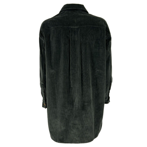 TREBARRABI giacca camicia donna velluto millerighe antracite CARTA RESIA MADE IN ITALY