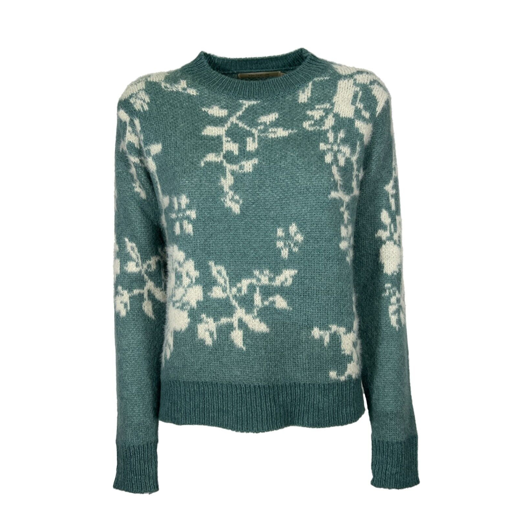 LA FEE MARABOUTEE aqua/cream patterned women's sweater FE-PU-ROMULUS MADE IN ITALY