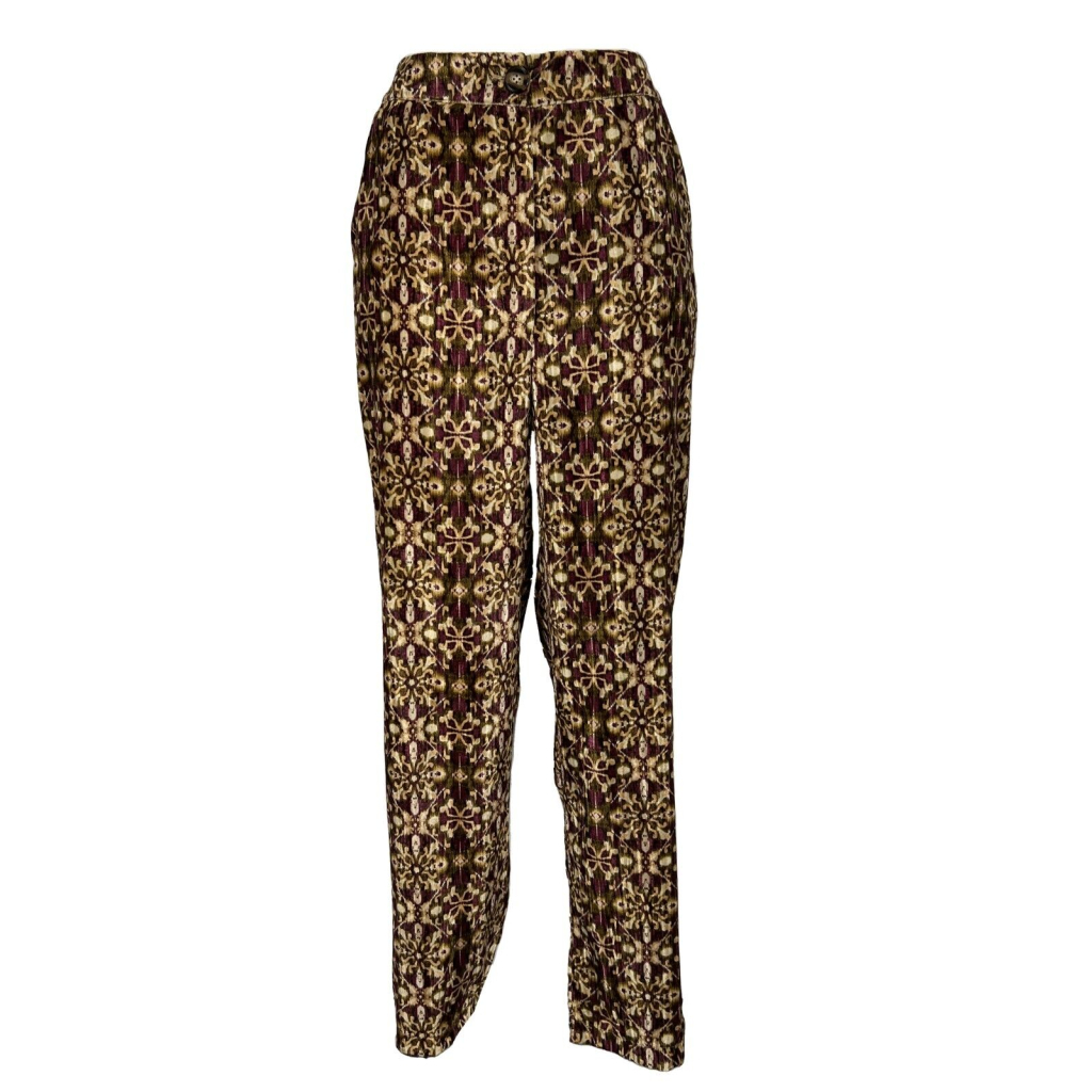 LA FEE MARABOUTEE pantalone donna ciniglia stampata fantasia uva/beige/cuoio FE-PA-RANDIN MADE IN ITALY